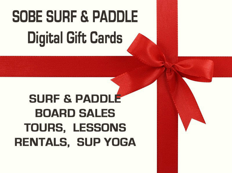 SoBe Surf and Paddle Gift Card Certificate surf school gift card paddle boarding surf lessons sup yoga sup lessons Miami Cocoa Beach Florida