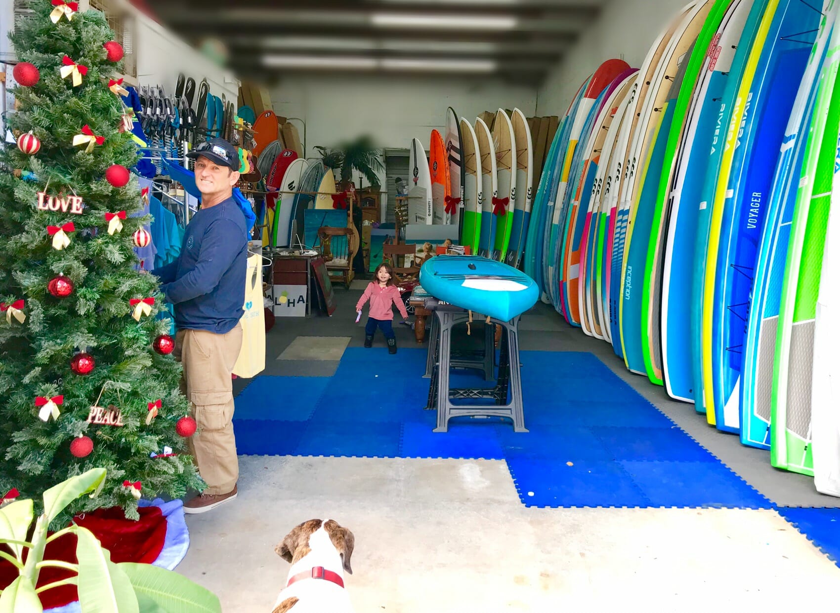 Girard Middleton Audrey And Kona In Sobe Surf Paddle Board Shop Christmas Tree Sobe Surf Cocoa Beach