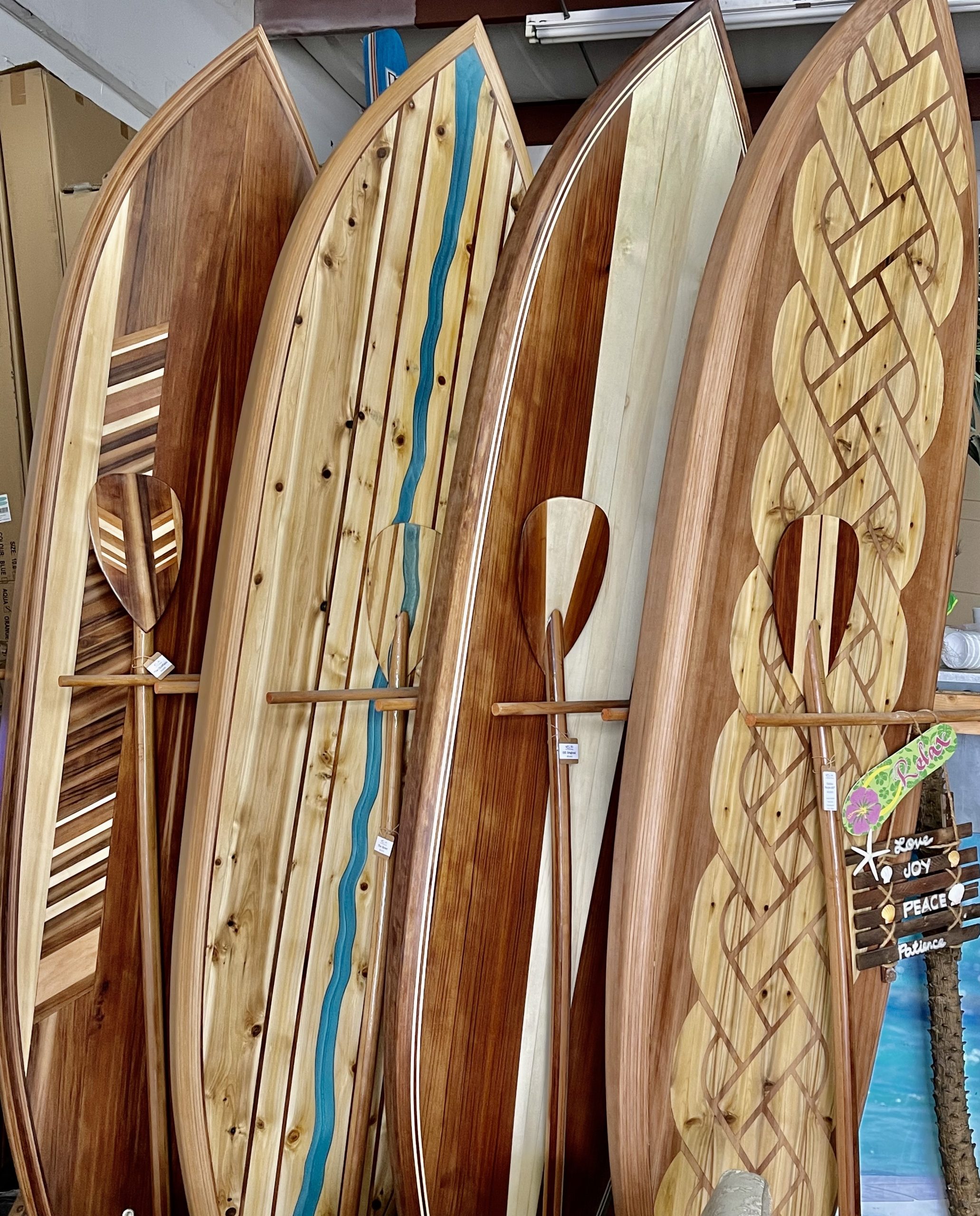 HAND MADE HALLOW WOOD PADDLE BOARDS BY LITTLE BAY BOARDS AT SOBE SURF & PADDLE