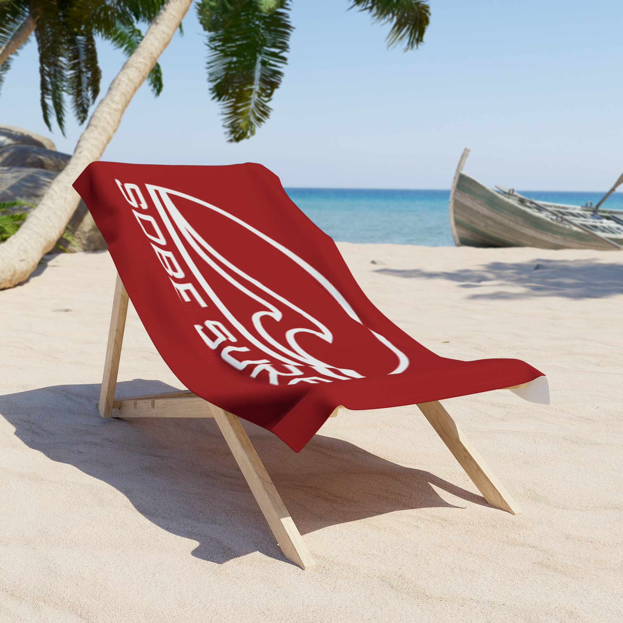 SoBe Surf Red Beach Towel — Bold Wave Logo Beach Towel for Surfers & Summer