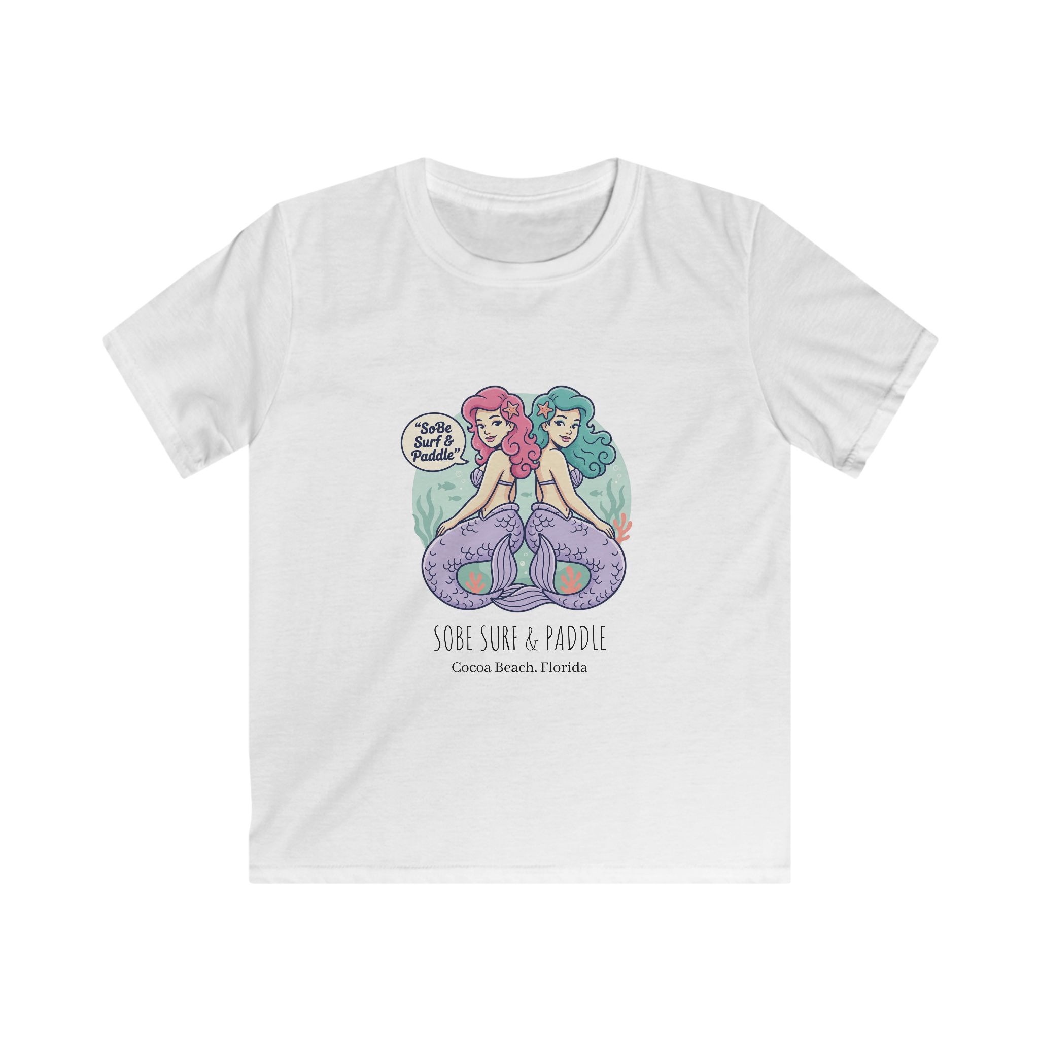 Kids Tee — Cute Twin Mermaids "Sisters & Seafoam" Graphic Shirt - Image 16