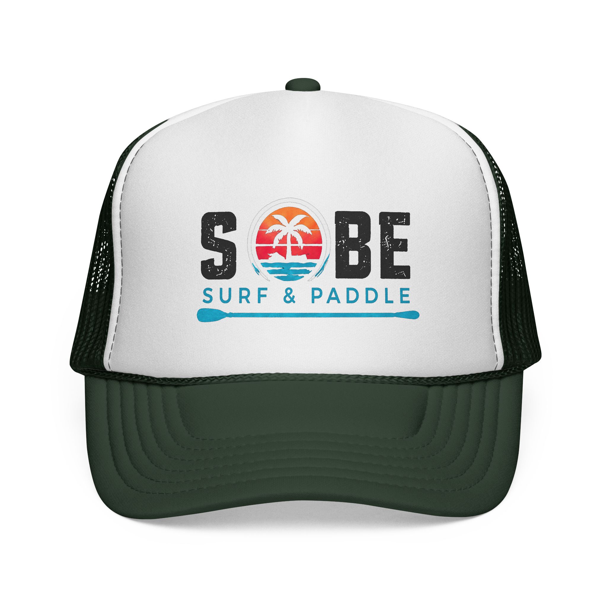 Sobe Surf & Paddle Trucker Cap — Retro Beach Palm Mesh Hat - Image 5