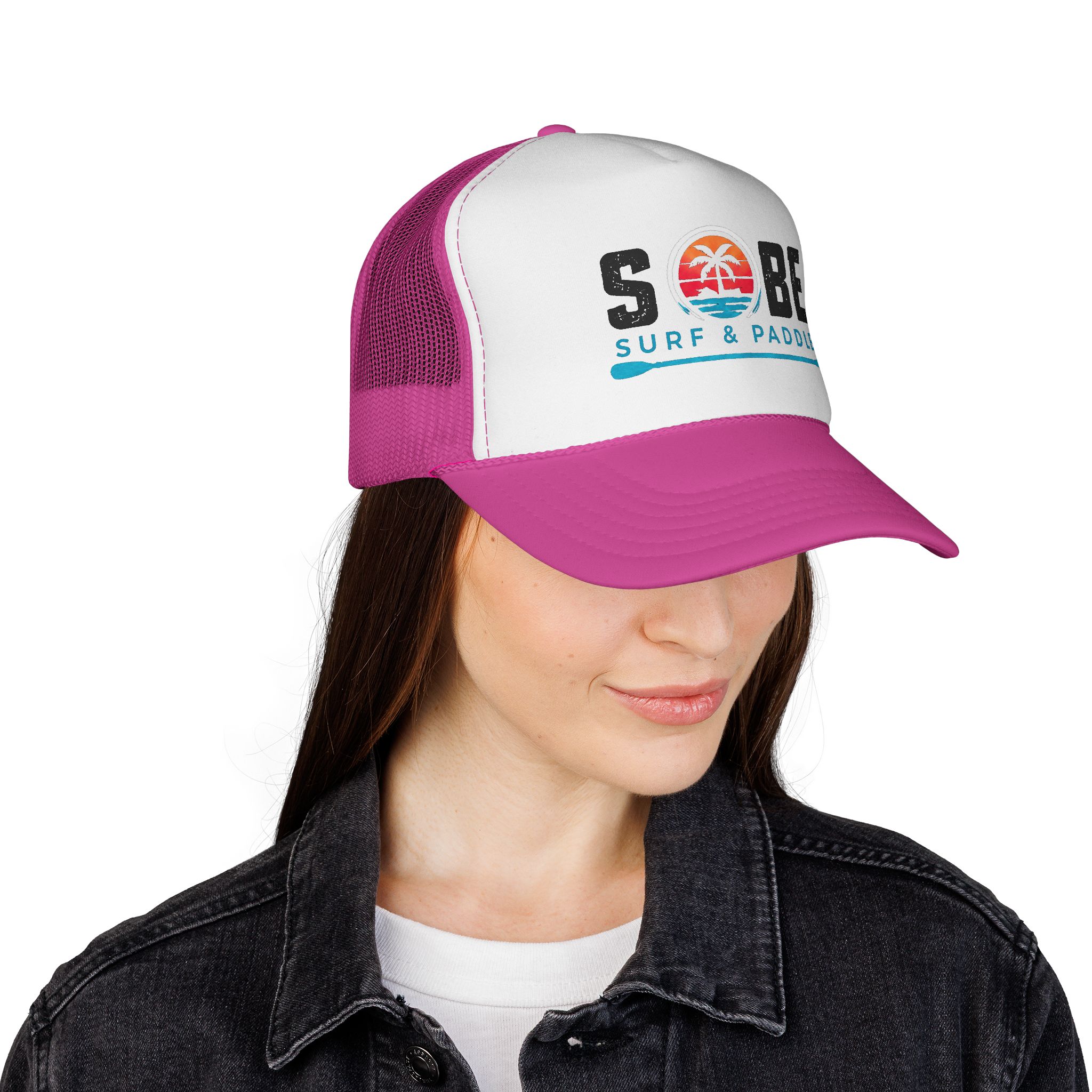 Sobe Surf & Paddle Trucker Cap — Retro Beach Palm Mesh Hat - Image 20