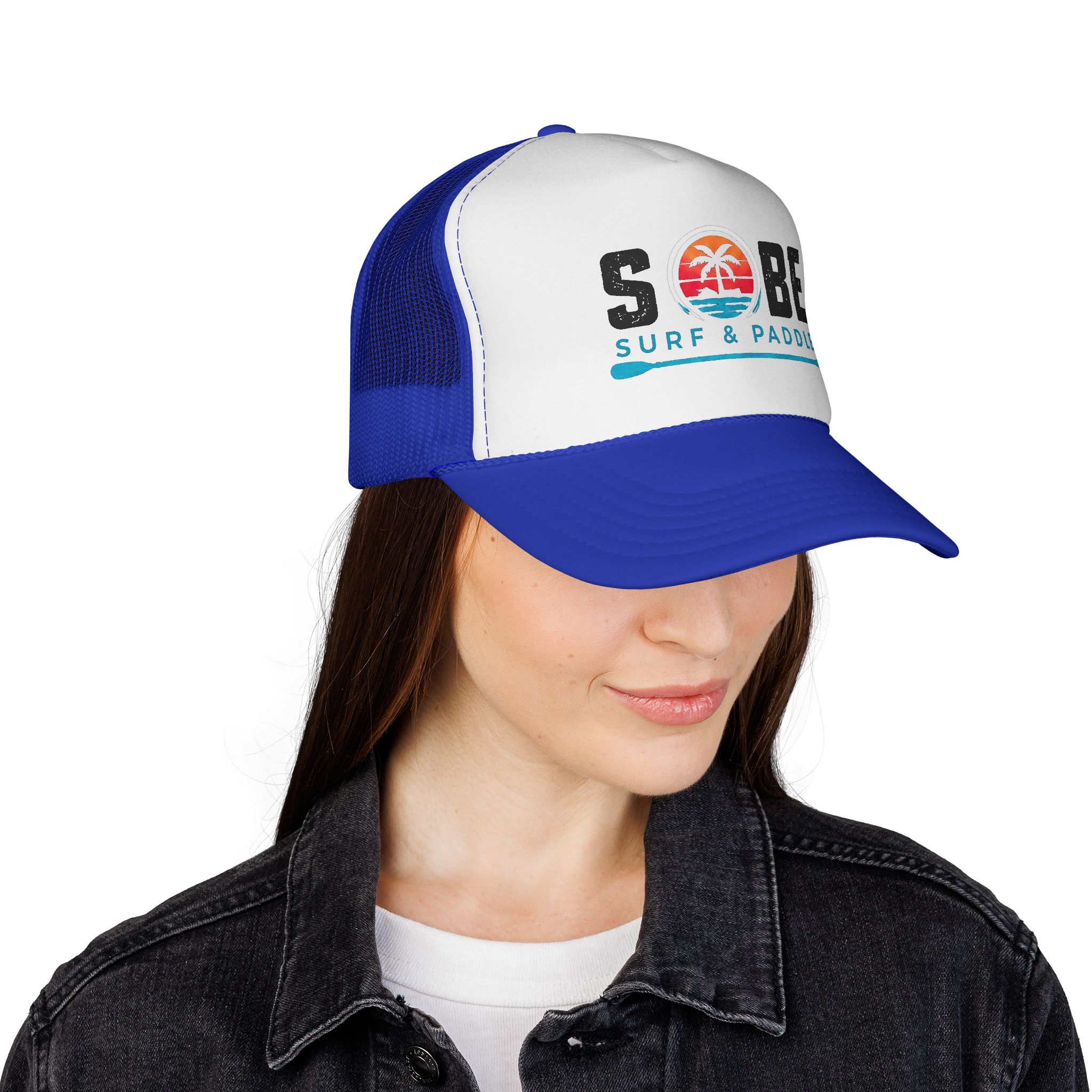 Sobe Surf & Paddle Trucker Cap — Retro Beach Palm Mesh Hat - Image 16