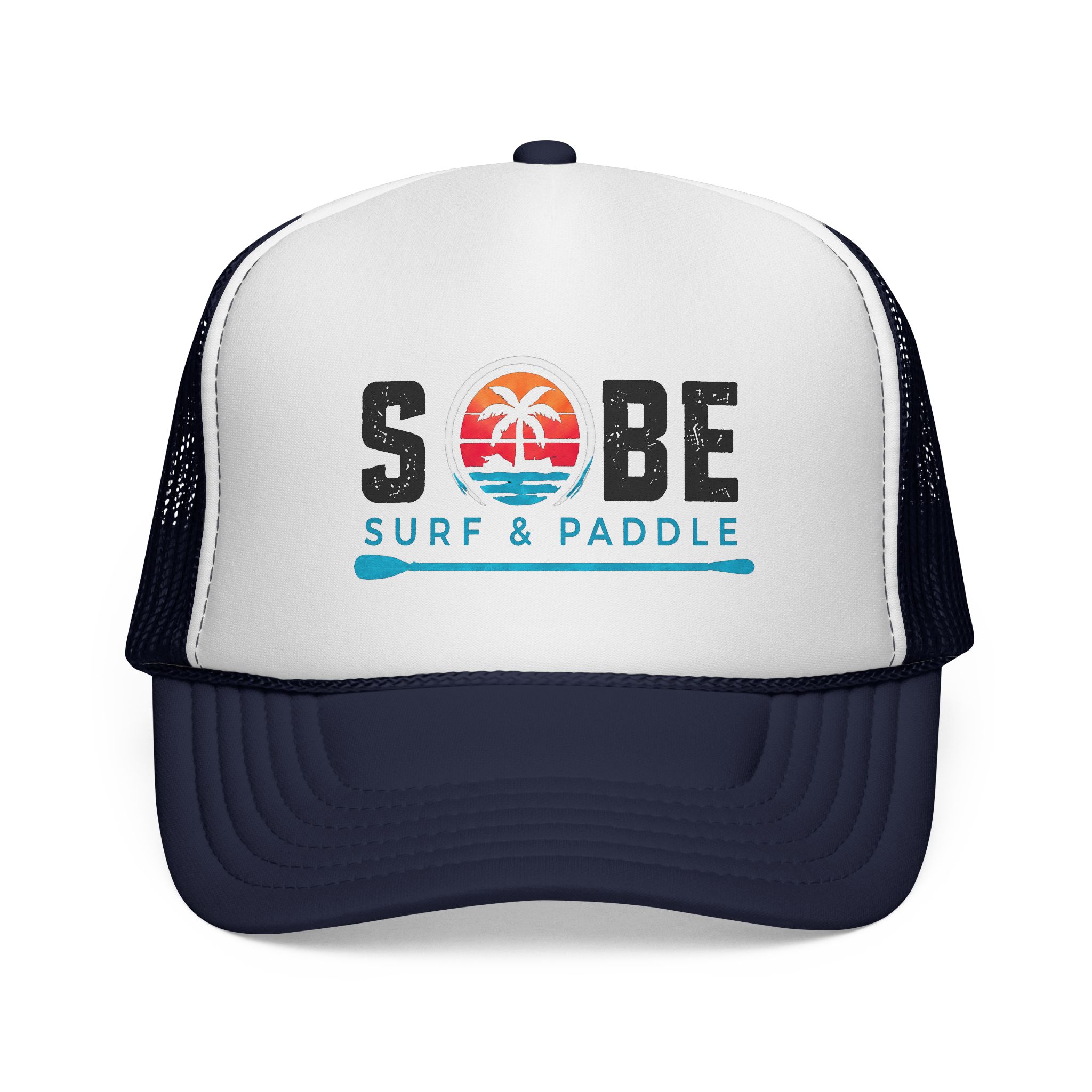 Sobe Surf & Paddle Trucker Cap — Retro Beach Palm Mesh Hat - Image 9