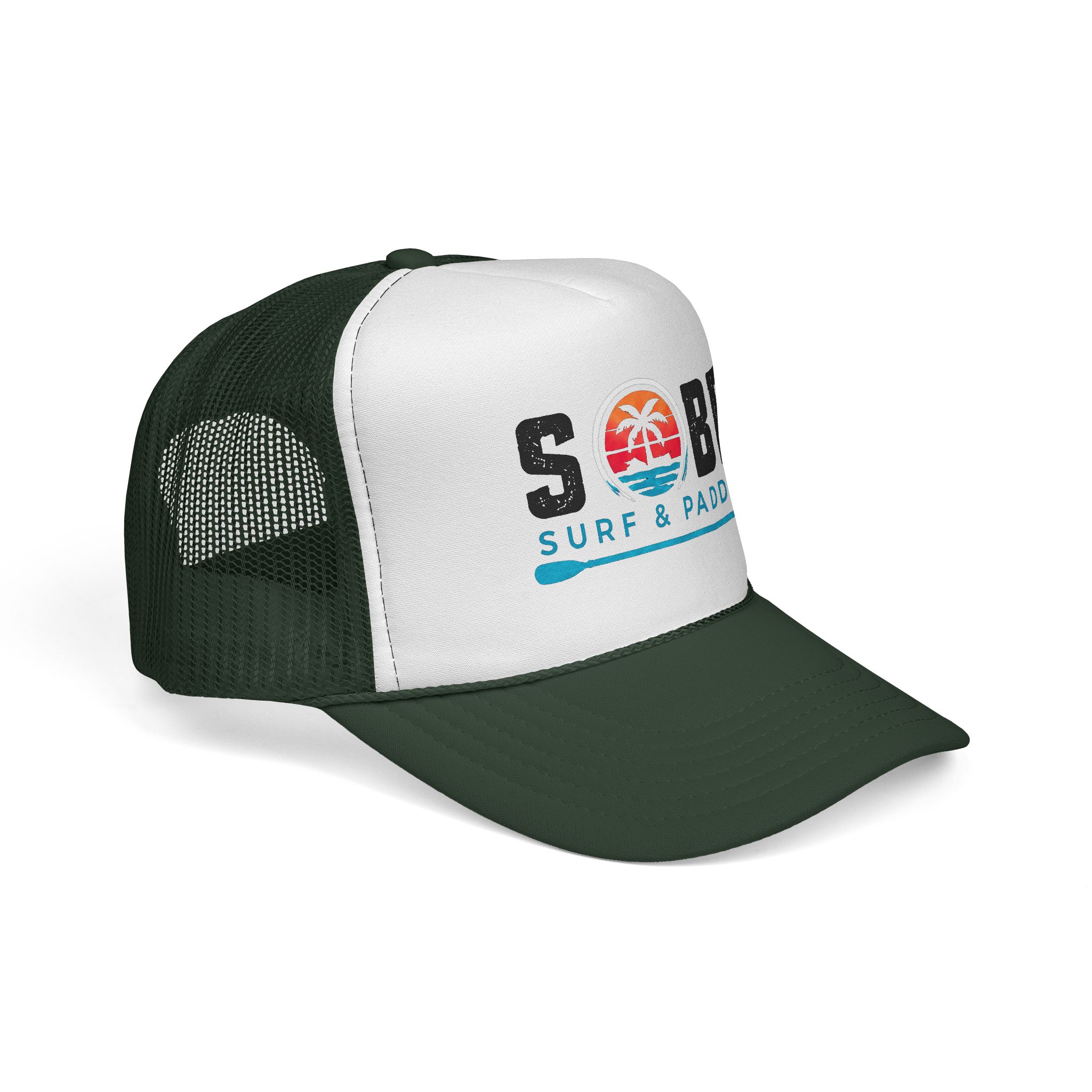 Sobe Surf & Paddle Trucker Cap — Retro Beach Palm Mesh Hat - Image 6