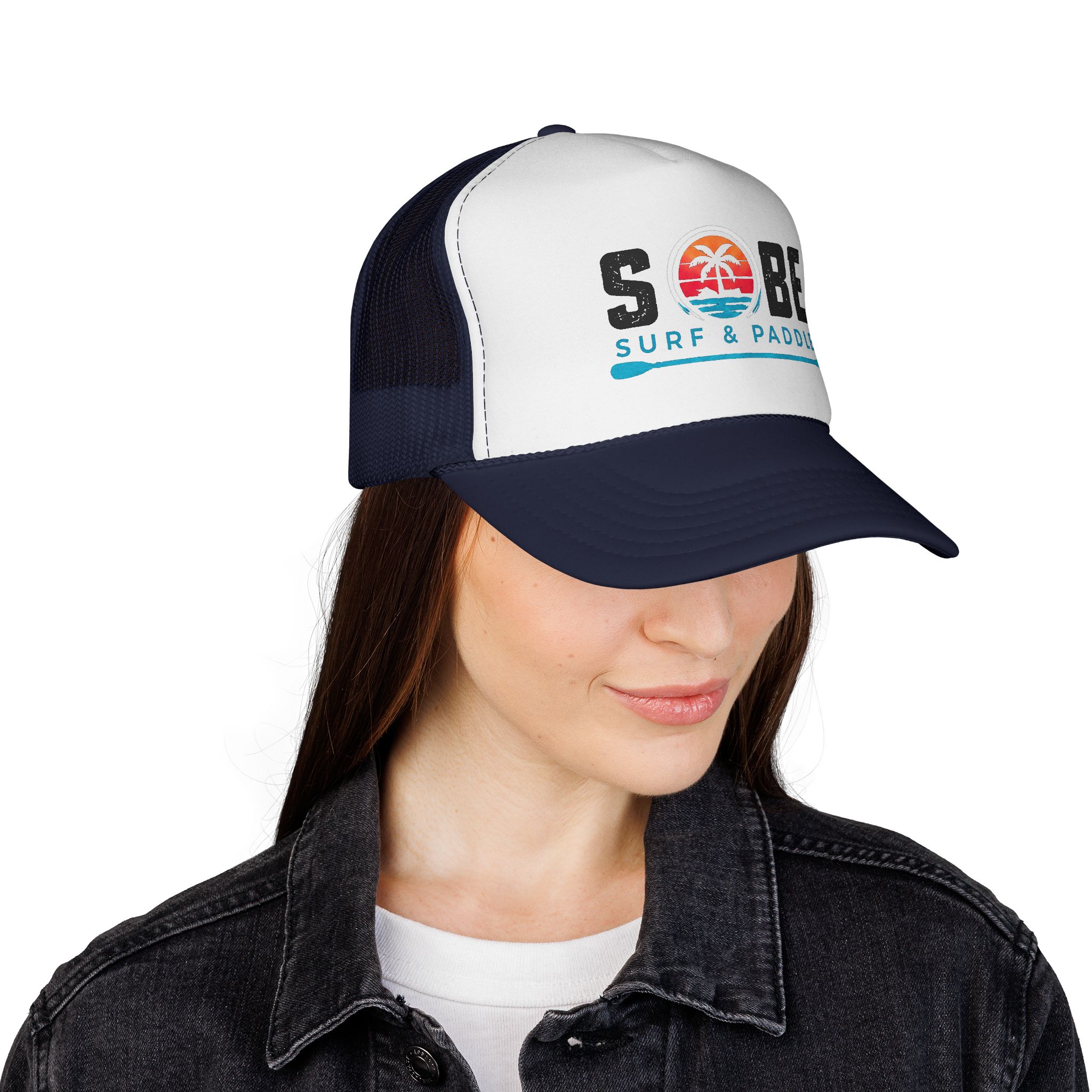 Sobe Surf & Paddle Trucker Cap — Retro Beach Palm Mesh Hat - Image 12